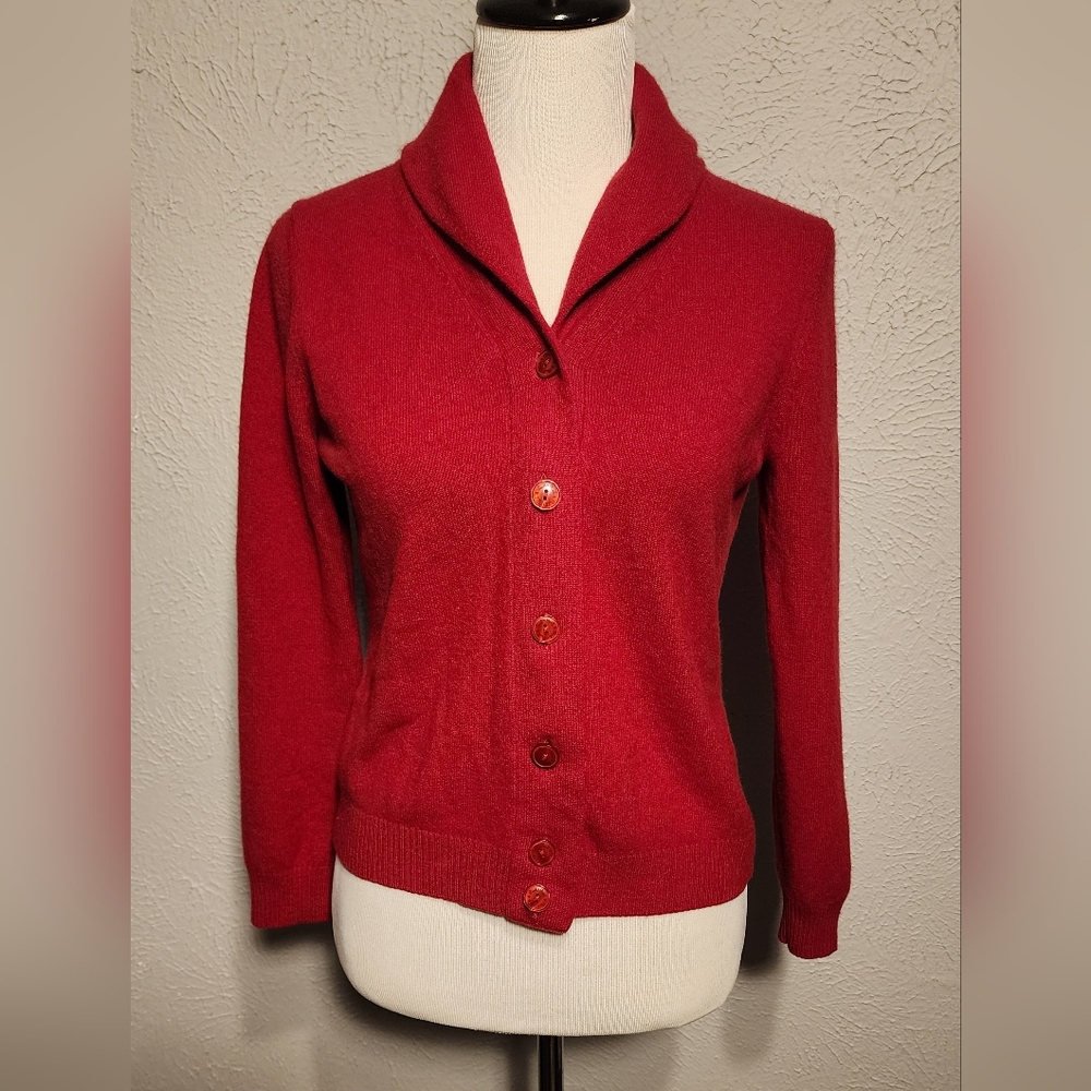Peck & Peck 2-ply Pure Cashmere Shawl Collar Cardigan. Size Large.
